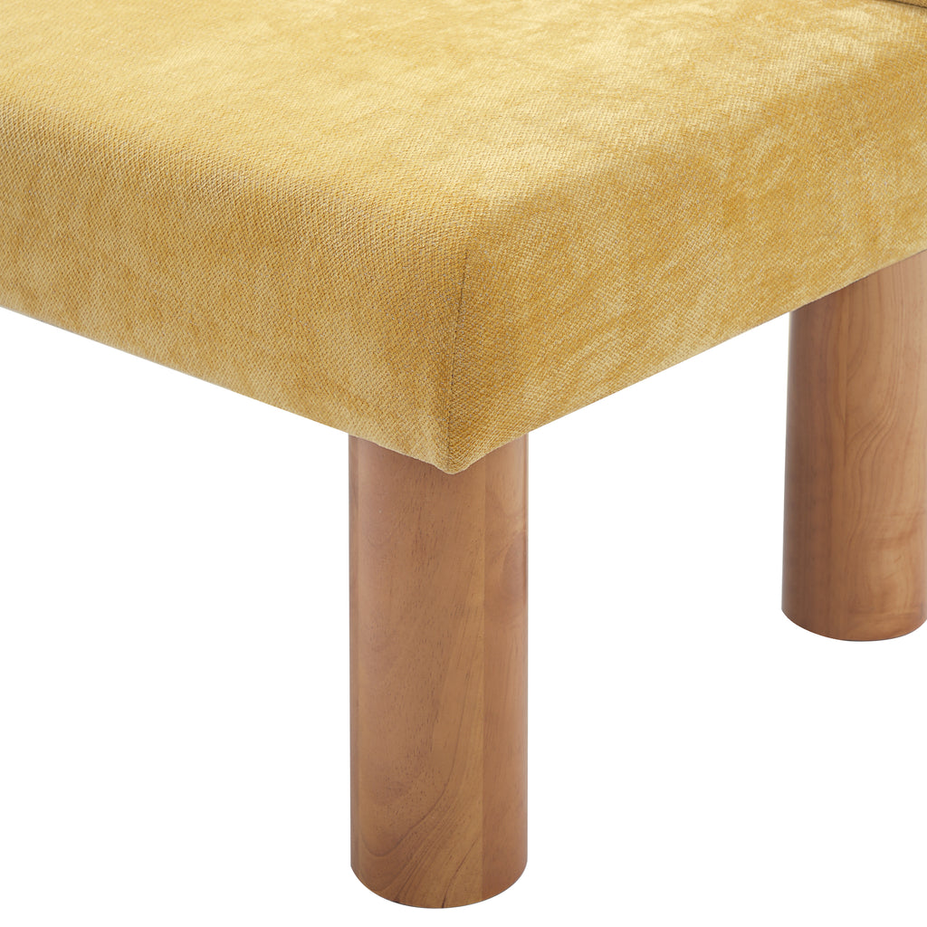 Upholstered Dining Bench, End of Bed, Entryway Bench, Ottoman for Dining Room, Bedroom, Living Room, Rubber Wood Leg 300 LBS Support, Yellow - Grand Goldman Shop
