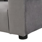 Kids Upholstered Couch with Ottoman for Toddlers, Dark Gray Velvet | Premium Home Decor - Grand Goldman