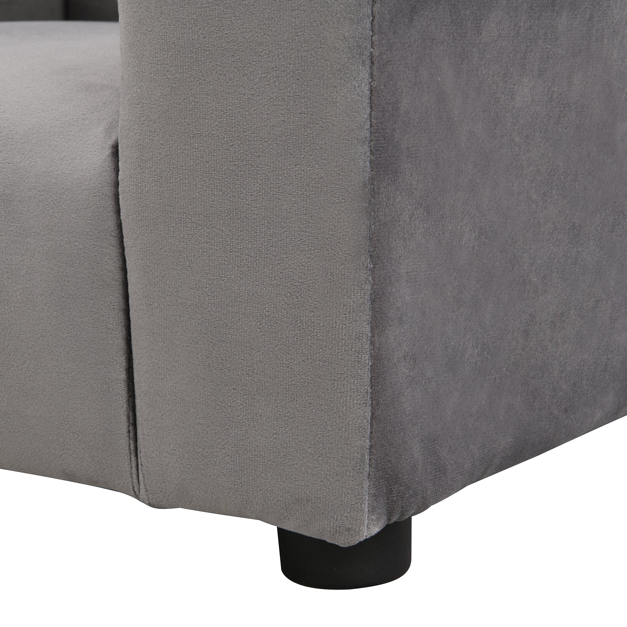 Kids Upholstered Couch with Ottoman for Toddlers, Dark Gray Velvet | Premium Home Decor - Grand Goldman