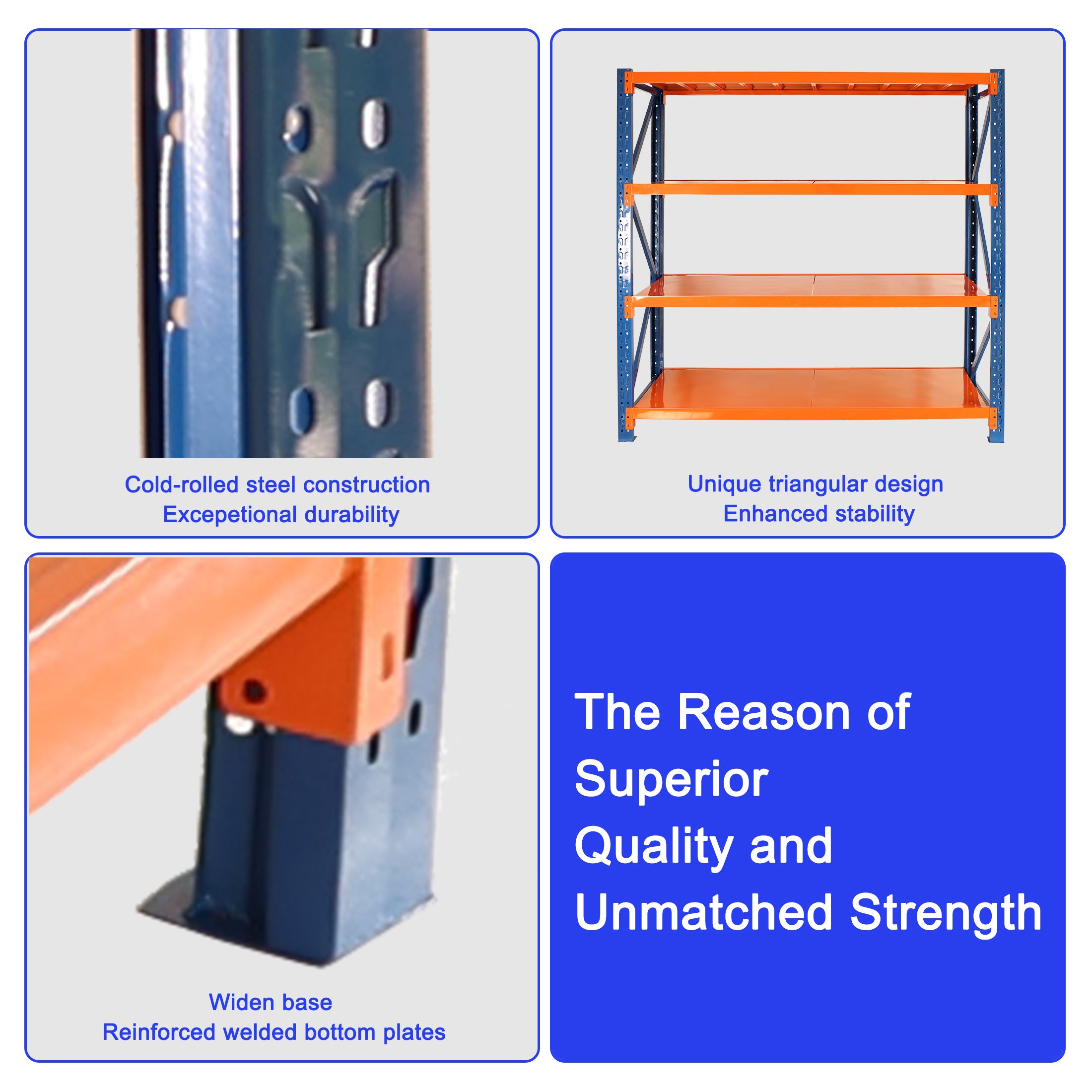 Garage shelves Heavy Duty - 4400 lbs garage storage 4 levels, adjustable metal shelving units and storage, industrial shelves utility shelves for commercial store tools gym - Grand Goldman Shop