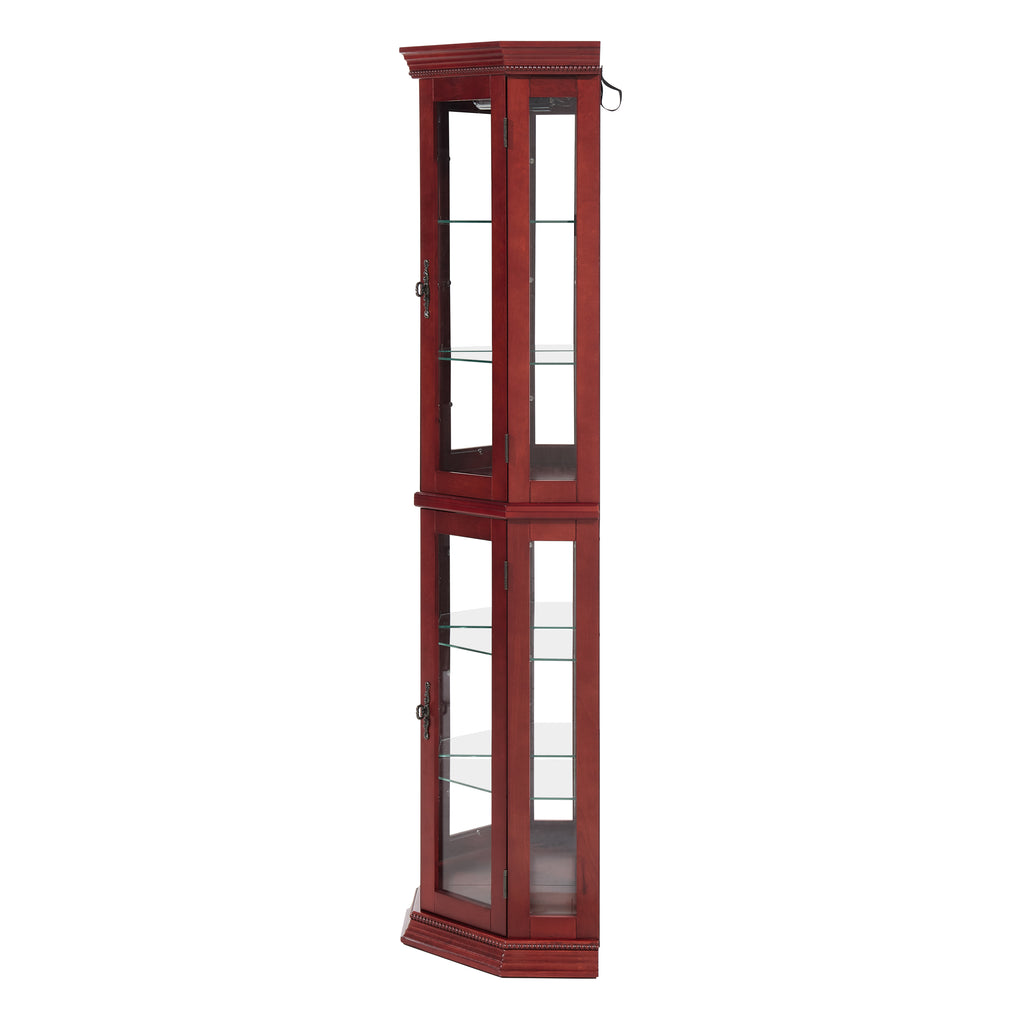 Corner Curio Cabinet Lighted Corner Display, Glass Display Shelf Shelving Bar cabinet with Tempered Glass Door, Bar Cabinet,Cabinet with Adjustable Shelf Glass Cabinet Shelves Bead Bulb Included - Grand Goldman Shop