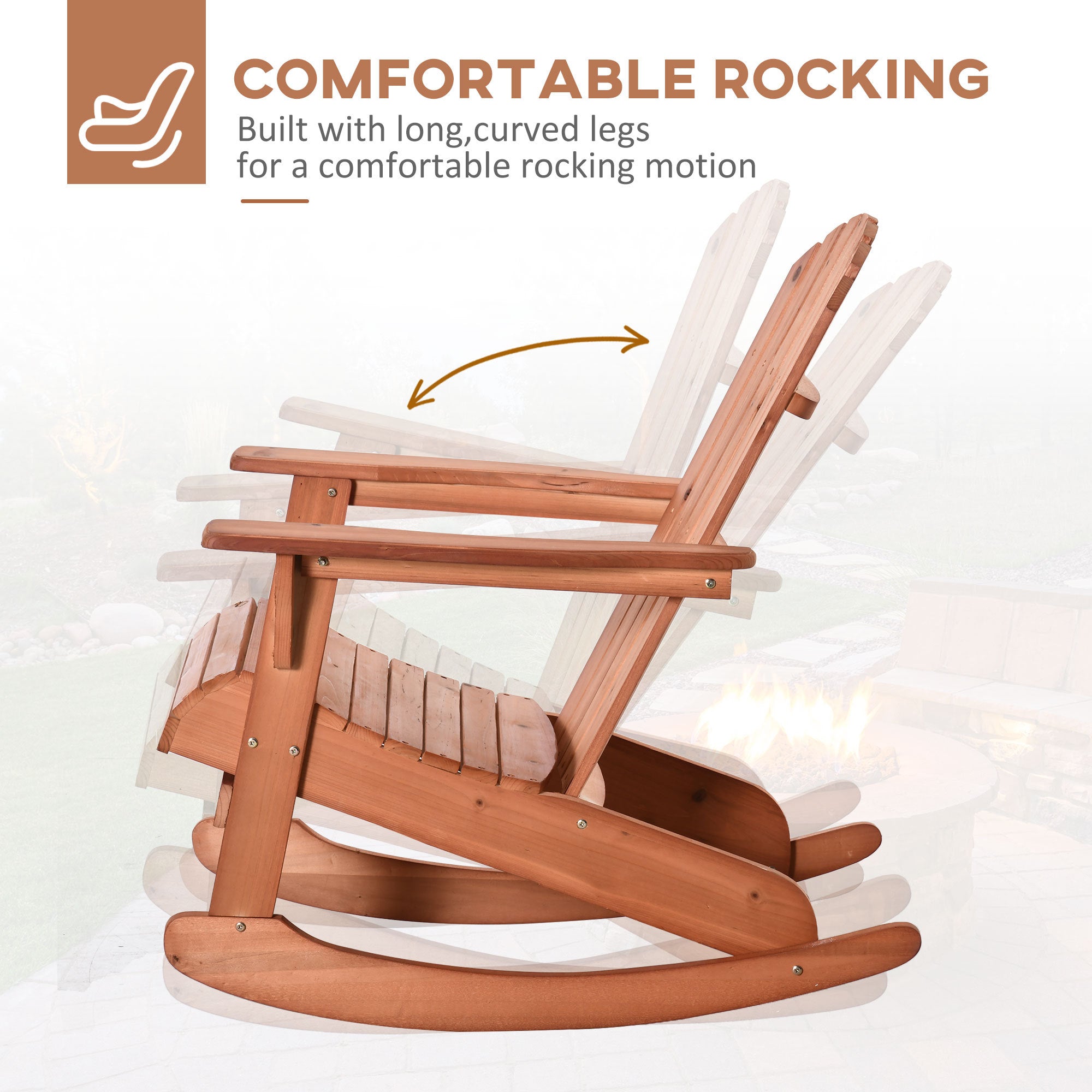 Rocking chair Rocking Chair, with Slatted Wooden Design, Fanned Back - Grand Goldman Shop