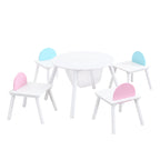 Children's White Panel Table with 4 Chairs Set, Multi-Functional MDF Design | Premium Home Decor - Grand Goldman
