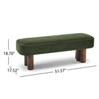 Indoor Green Fabric Dining Bench with Walnut Color Legs, 51.57'L Upholstered Seating for Kitchen, Dining Room and Living Space,250lbs Capacity - Grand Goldman Shop