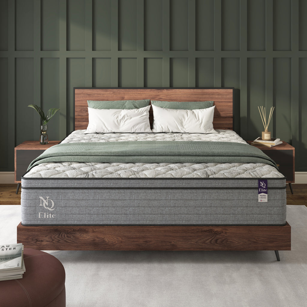 NapQueen Elite Series Machka 12 Inch Full Size Cooling Gel Memory Foam Hybrid Mattress in Grey+White, Foam+Spring, Designed for Pressure Relief and Orthopedic Support - Grand Goldman Shop