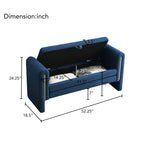 Modern Teddy Bed End Bench with Arms and Storage, Upholstered Large Foot Rest Stool in Navy Blue, Comfy Window Vanity Bench for Living Room, Bedroom, Dorm, Coffee Table - Grand Goldman Shop