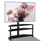 35.4 inch Black Multi-function TV Stand Height Adjustable Bracket Swivel 3-Tier - Grand Goldman Shop