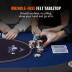 8 Player Foldable Poker Table, Blackjack Texas Holdem Poker Table with Padded Rails and Stainless Steel Cup Holders, Portable