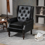 Modern Accent Armchair with Sturdy Wood Legs in Black PU Leather for Living Room or Bedroom - Grand Goldman Shop