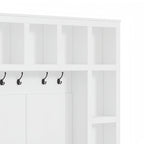 Farmhouse Wooden Hall Tree with 6 Hooks, Walnut Storage Bench with Adjustable Shelves, 4-in-1 Entryway Shoe Cabinet with Cubbies for Mudroom, Living Room, White, 76.7'H (OLD SKU: N721S000044K) - Grand Goldman Shop