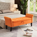 51.5' Bed Bench with Storage Orange Velvet - Grand Goldman Shop