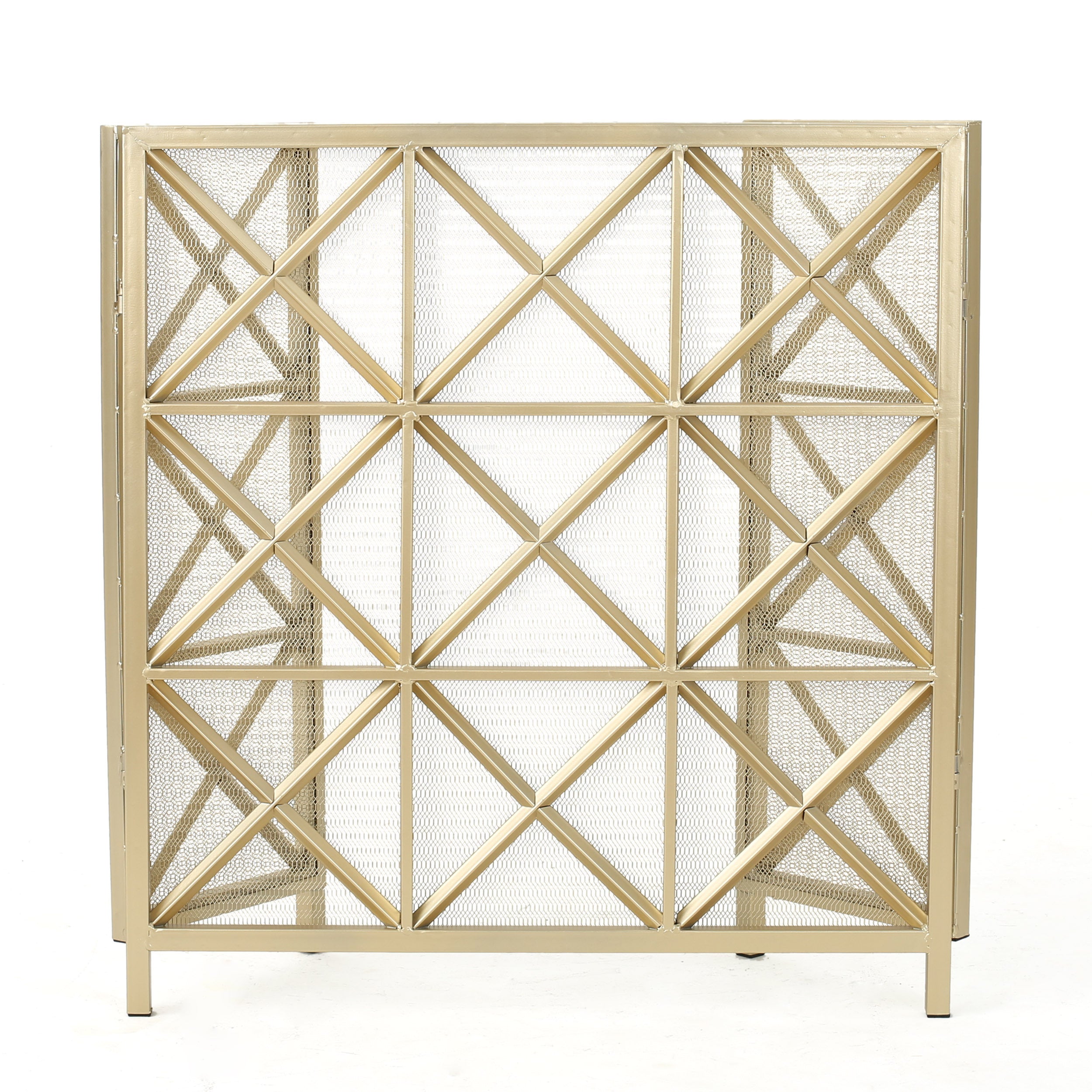 Margaret 3-Panel Fireplace Screen Iron Black/Gold - Grand Goldman Shop