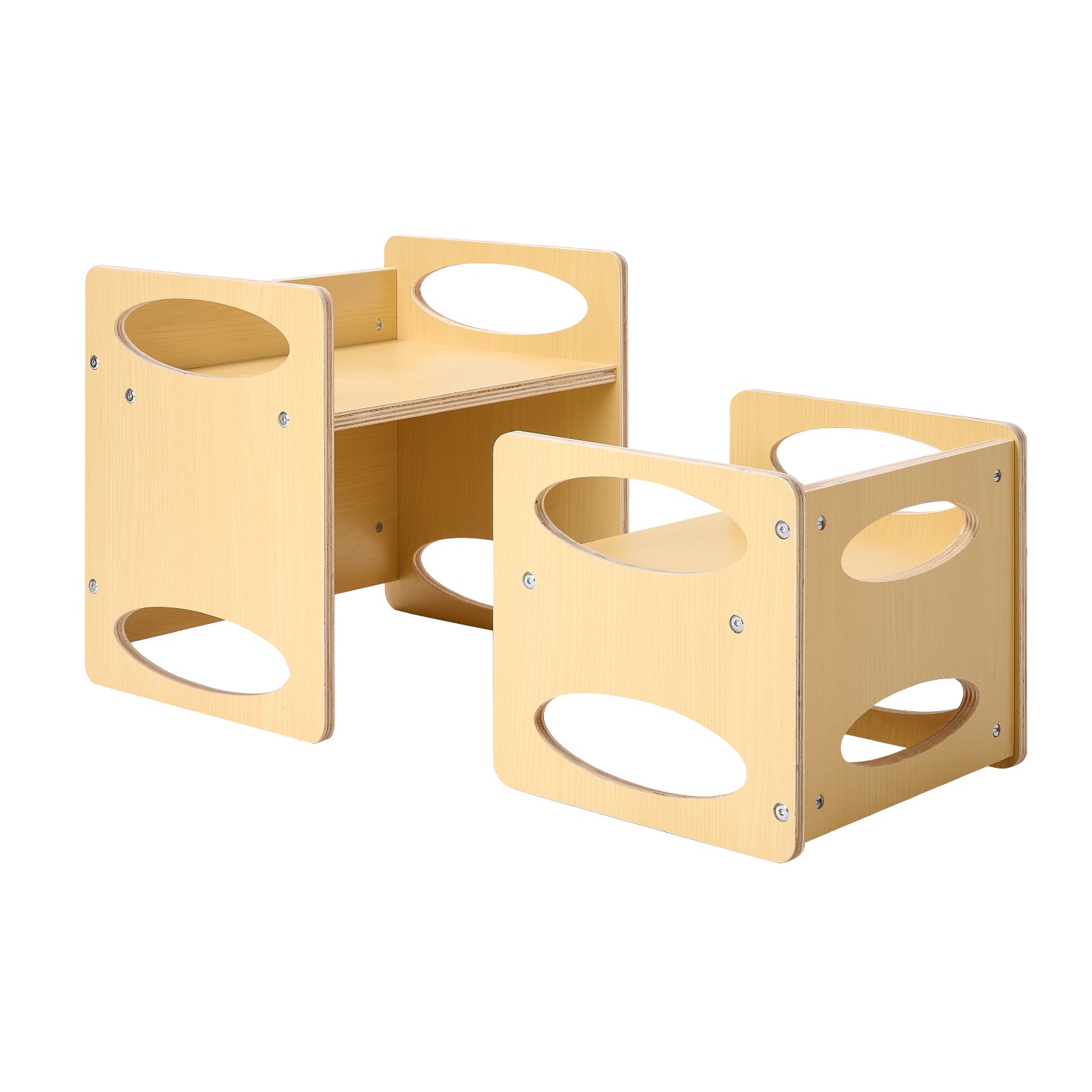 Montessori Weaning Table and Chair Set, Wooden Toddler Table and Chair Set for Aged 1-5, Adjustable Height Kids Montessori Ch