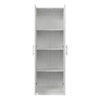High wardrobe and kitchen cabinet with 2 doors and 3 partitions to separate 4 storage spaces, White - Grand Goldman Shop