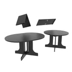 Farmhouse Kitchen Dining Table 59x43 Inch Expandable Oval Top with Removable Leaf Black MDF - Grand Goldman Shop