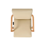 Dumont Modern Farmhouse High Back Executive Home Office Chair, Neutral Cream Beige Leather & Natural Wood - Grand Goldman