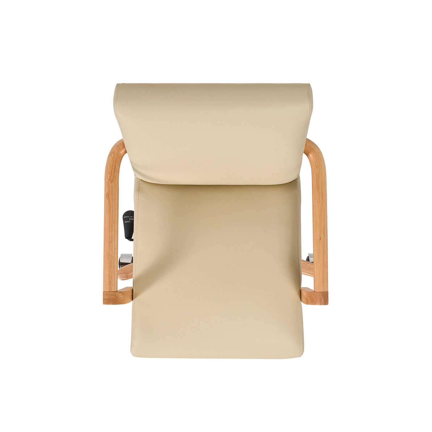 Dumont Modern Farmhouse High Back Executive Home Office Chair, Neutral Cream Beige Leather & Natural Wood - Grand Goldman