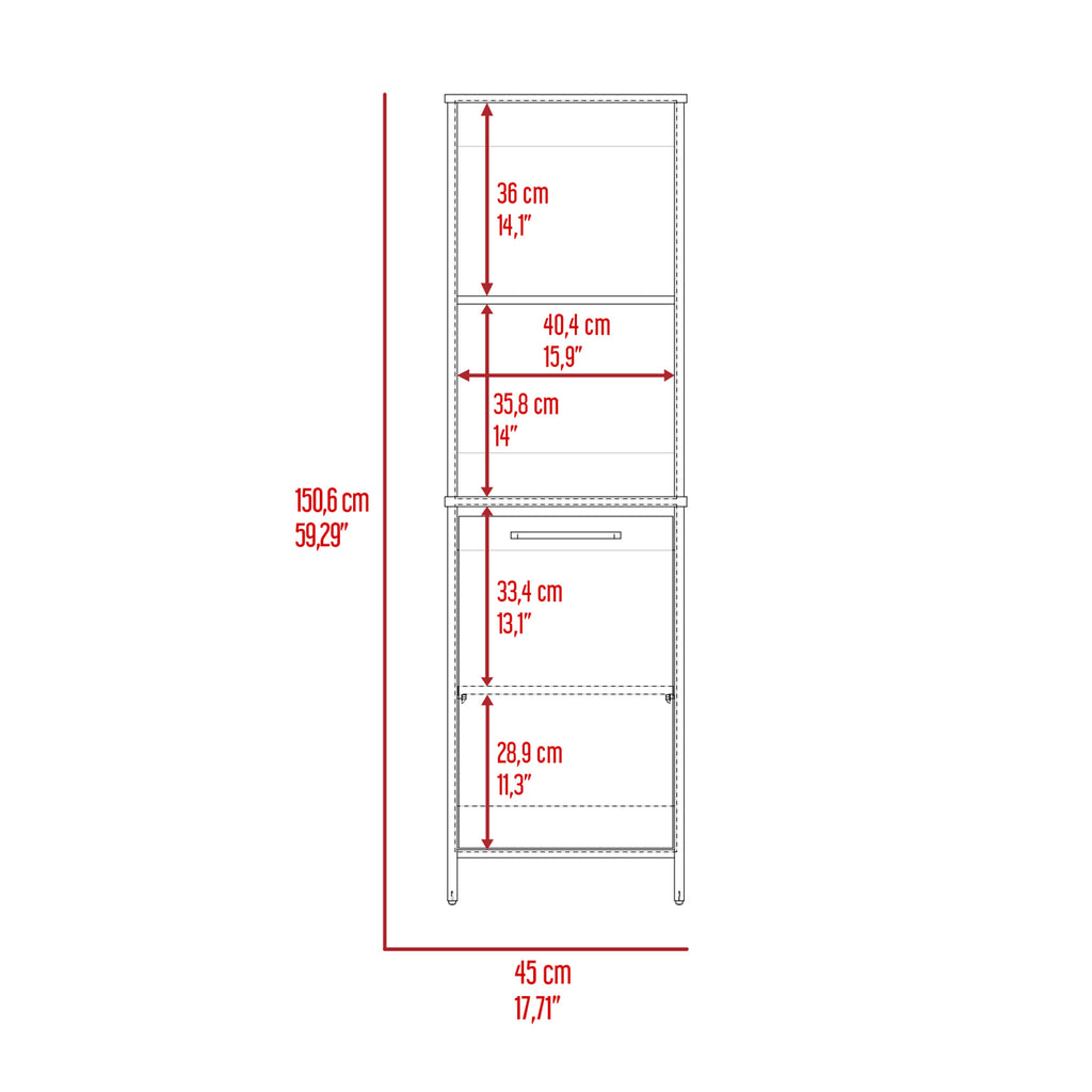 Eiffel Kitchen Pantry, Two External Shelves, Single Door Cabinet, Two Interior Shelves White -White | Premium Home Decor - Gr