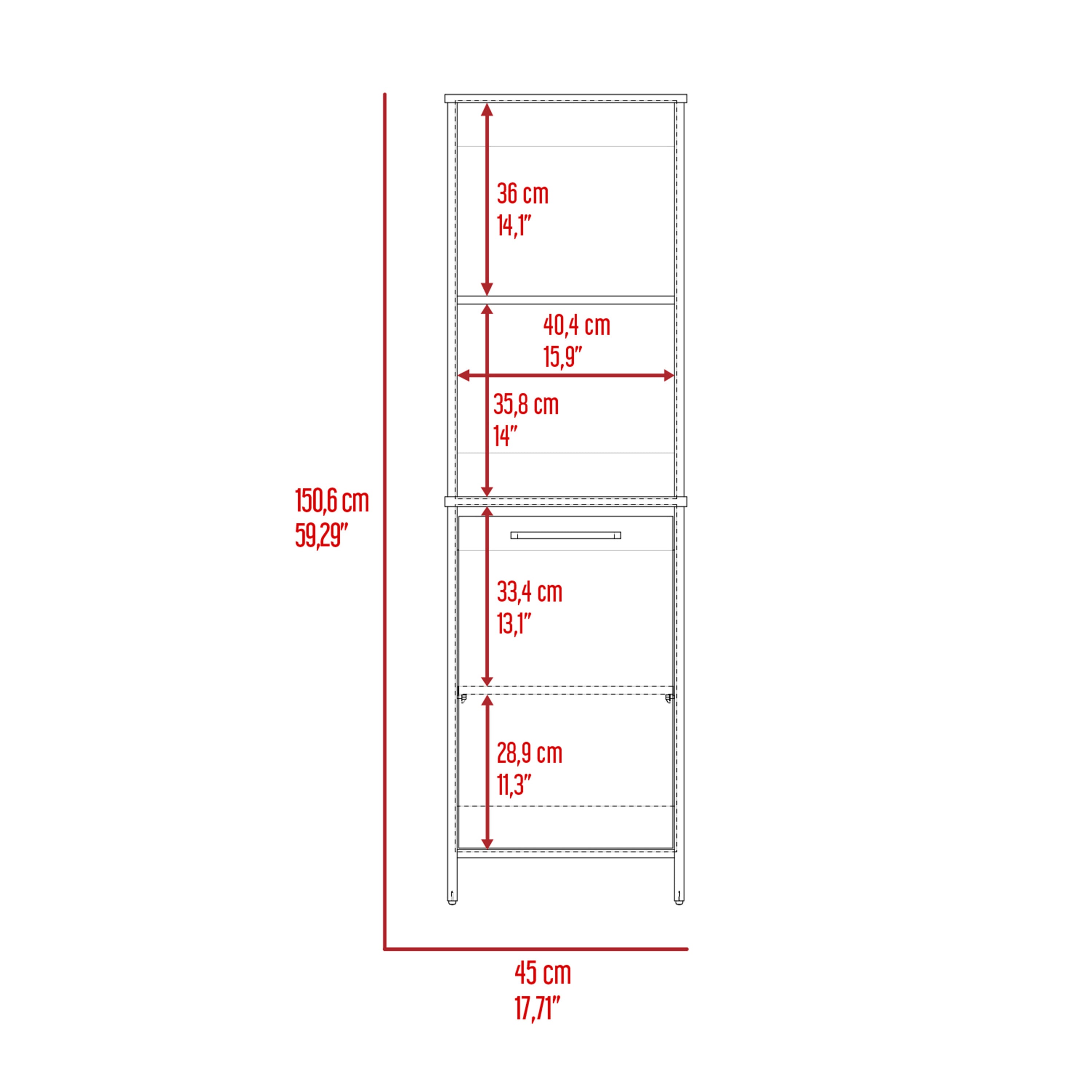 Eiffel Kitchen Pantry, Two External Shelves, Single Door Cabinet, Two Interior Shelves White -White | Premium Home Decor - Gr
