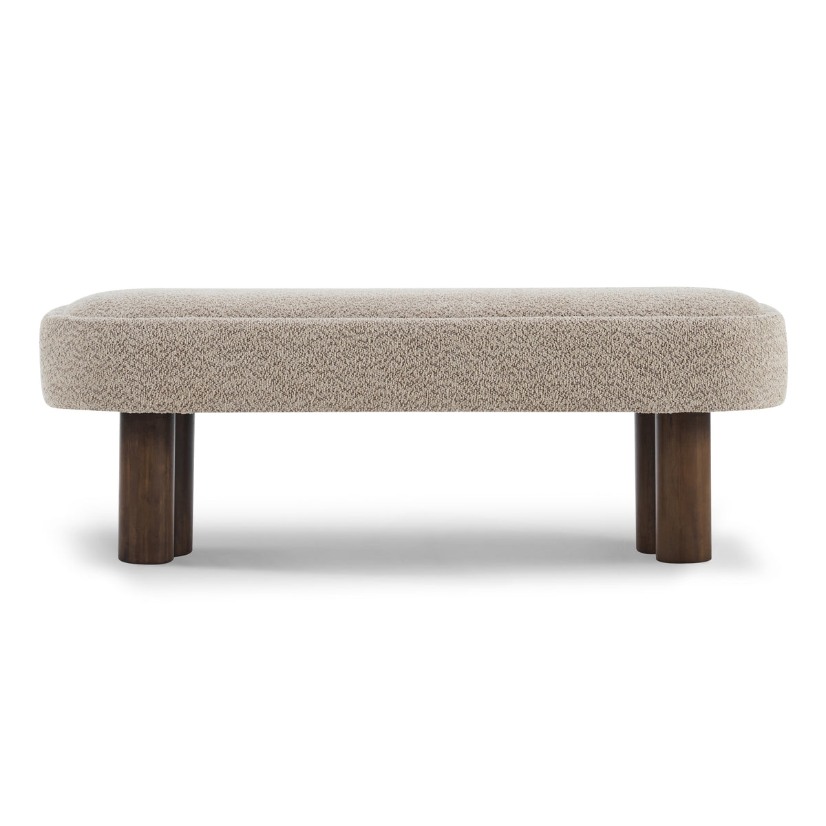 Indoor Khaki Boucle Dining Bench with Walnut Color Legs, 51.57'L Upholstered Seating for Kitchen, Dining Room and Living Space,250lbs Capacity - Grand Goldman Shop