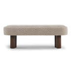 Indoor Khaki Boucle Dining Bench with Walnut Color Legs, 51.57'L Upholstered Seating for Kitchen, Dining Room and Living Space,250lbs Capacity - Grand Goldman Shop