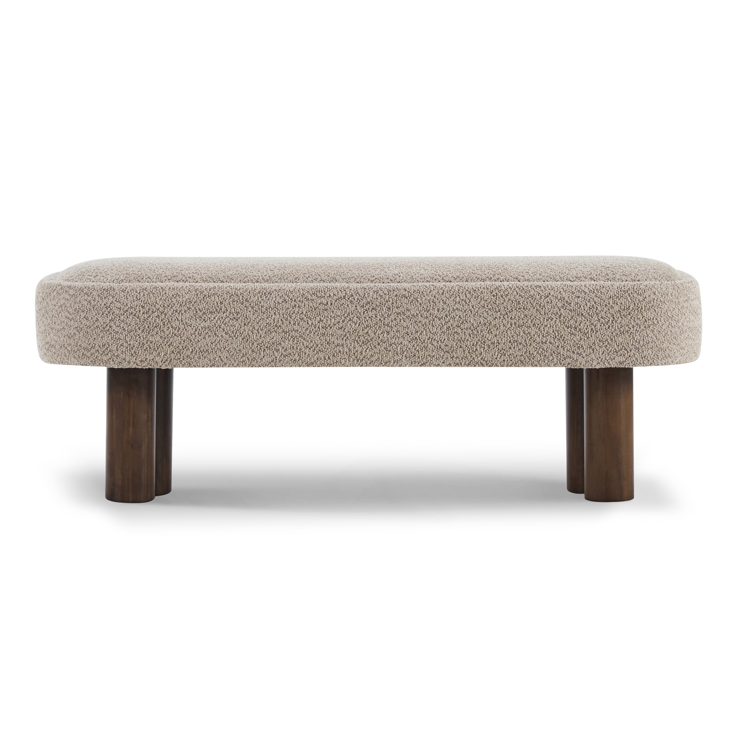 Indoor Khaki Boucle Dining Bench with Walnut Color Legs, 51.57'L Upholstered Seating for Kitchen, Dining Room and Living Space,250lbs Capacity - Grand Goldman Shop