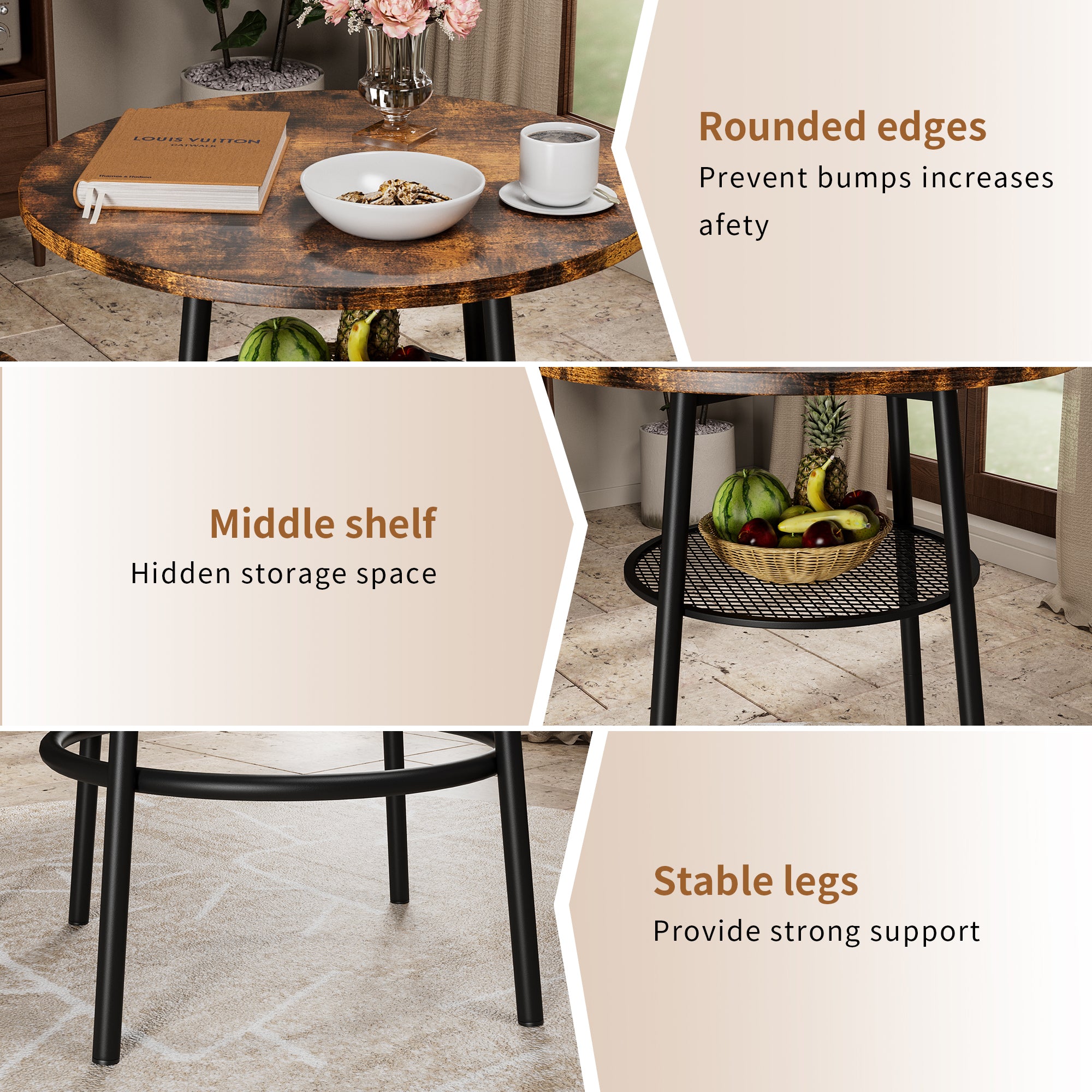 Bar table, equipped with 2 bar stools , with backrest and partition - Grand Goldman Shop