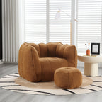 Soft Chenille Bean Bag Chair with High Resilient Foam for Living Room and Bedroom, Comfortable Square Lazy Sofa with Footstool for Adults - Grand Goldman Shop