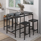 5 Pieces Dining Table Set for 4,Black Bar Table Set with 4 Bar Stools Counter Height Bar Table and Chairs Set. Pub Table Set Breakfast Table for Kitchen, Small Space - Grand Goldman Shop