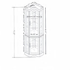 Curio Cabinet Lighted Glass Display Curio Cabinet w/Tempered Glass Doors and Shelves, Crown Corner Cabinet with Bulb, Corner Storage Decoration for Living room and Bedroom OAK - Grand Goldman Shop