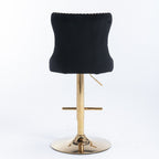 A&A Furniture,Golden Swivel Velvet Barstools Adjusatble Seat Height from 25-33 Inch, Modern Upholstered Bar Stools with Backs Comfortable Tufted for Home Pub and Kitchen Island（Black,Set of 2） - Grand Goldman Shop