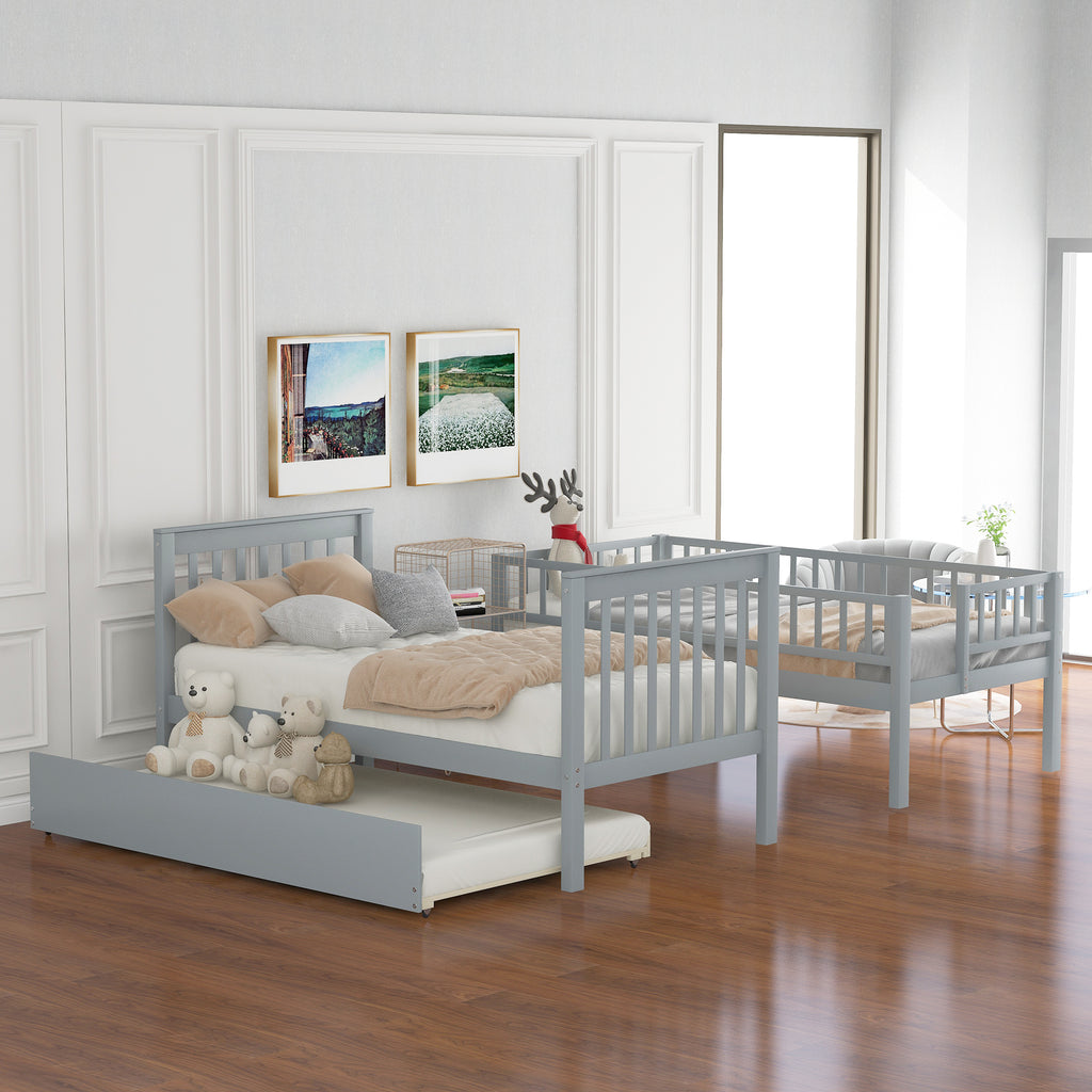 Twin over Twin Bunk Bed with Trundle and Storage - Grand Goldman Shop