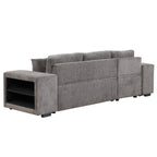 104.5' Modern L-Shape 3 Seat Reversible Sectional Couch, Pull Out Sleeper Sofa with Storage Chaise and 2 Stools for Living Room Furniture Set,Knox Charcoal (old sku:SG000431AAA) - Grand Goldman Shop