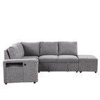 U_STYLE L-shaped Pull-Out Sofa Bed with Storage, USB Ports, and Cup Holders, Modular Design for Living Rooms, Offices & Apartments - Grand Goldman Shop