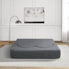 Folding sofa bed, floor sofa, convertible teddy bear fabric foam filled sleeper futon double sofa, suitable for living room, guest, office and apartment (gray) - Grand Goldman Shop