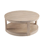 40inch Large Curved 2 Tier Traditional Round Circle Wooden Center Coffee Table,Rounded Table with Wheels,Mid Century Rustic Style Table for living Room,Office,Apartment,OAK - Grand Goldman Shop