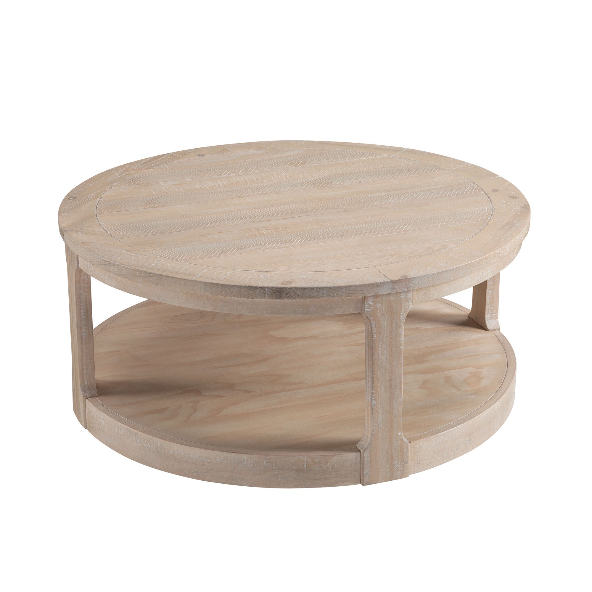 40inch Large Curved 2 Tier Traditional Round Circle Wooden Center Coffee Table,Rounded Table with Wheels,Mid Century Rustic Style Table for living Room,Office,Apartment,OAK - Grand Goldman Shop