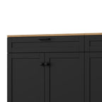ON-TREND 3-Piece Farmhouse Entertainment Center with Storage Cabinet for TVs Up to 70', Mid-Century TV Stand with Bookshelf, Rustic Versatile Sideboard with Adjustable Shelves for Living Room, Black - Grand Goldman Shop