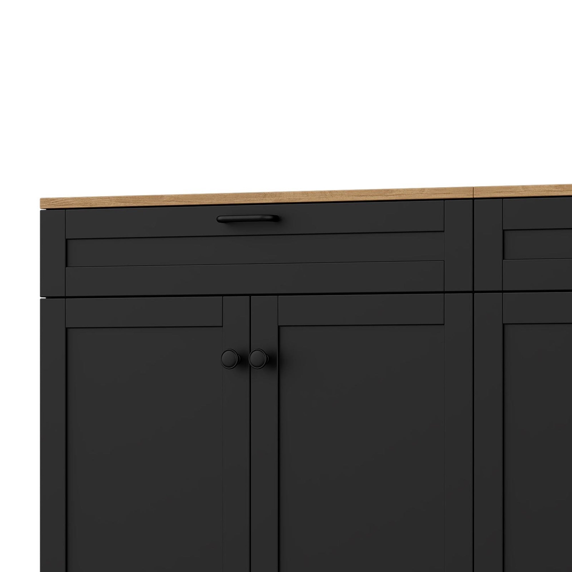 ON-TREND 3-Piece Farmhouse Entertainment Center with Storage Cabinet for TVs Up to 70', Mid-Century TV Stand with Bookshelf, Rustic Versatile Sideboard with Adjustable Shelves for Living Room, Black - Grand Goldman Shop