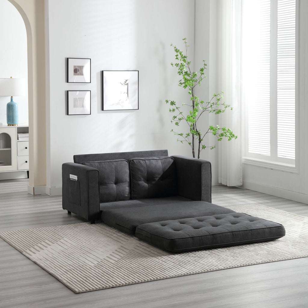 3 Fold Sofa,Convertible Futon Couch sleeper sofabed,Space saving loveseat,Pull Out Couch Bed for Living Room,Dark Gray & Light Gray & Beige,Velvet linen fabric - Grand Goldman Shop
