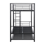 Modern Twin Over Twin Metal Bunk Bed with Trundle Black Durable Space-Saving Design - Grand Goldman Shop