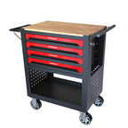 4 Drawers Multifunctional Tool Cart With Wheels And Wooden Top - Grand Goldman