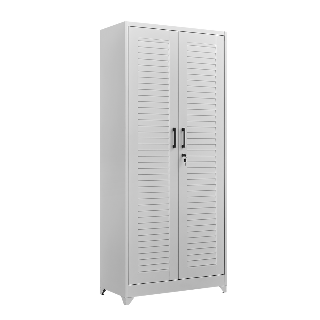 Metal Broom Closet, Garage Storage Cabinet, Tool Chest Bathroom Cabinet with Locking Doors and Wheels, Tall Utility Cabinet w