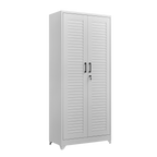 Metal Broom Closet, Garage Storage Cabinet, Tool Chest Bathroom Cabinet with Locking Doors and Wheels, Tall Utility Cabinet w