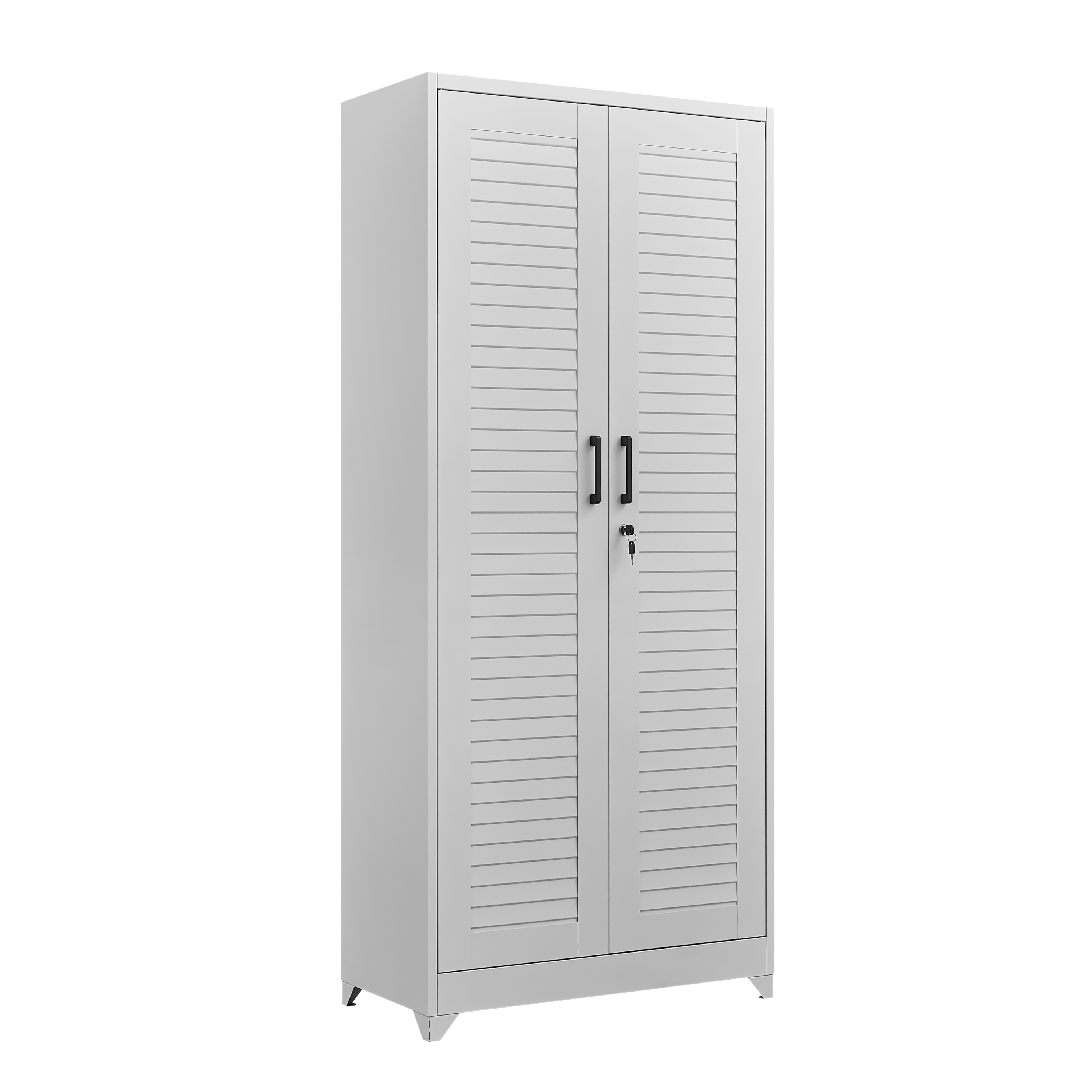 Metal Broom Closet, Garage Storage Cabinet, Tool Chest Bathroom Cabinet with Locking Doors and Wheels, Tall Utility Cabinet w