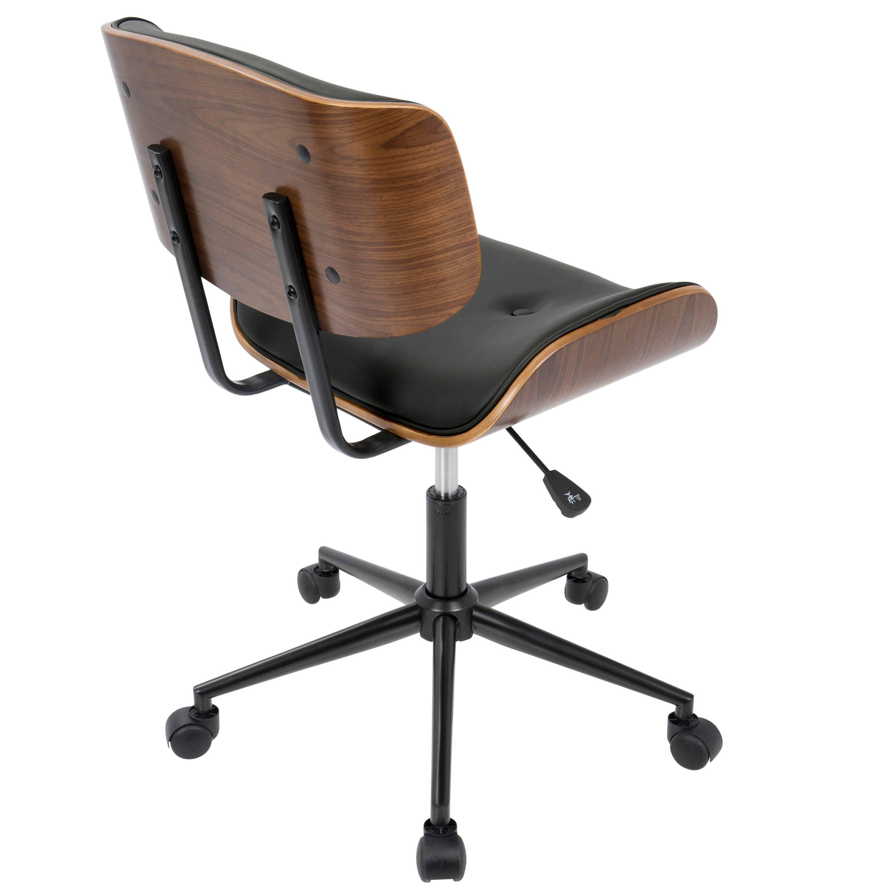 Mid-Century Modern Adjustable Office Chair with Swivel in Walnut and Black - Grand Goldman