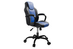 Gaming Office Chair Blue And Black Faux Leather 1pc Chairs Casters Plush Padded Chair w Arms Comfortable Modern Stylish - Gra