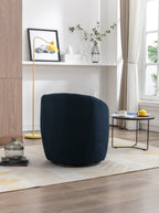 Teddy Fabric Swivel Accent Armchair Barrel Chair With Black Powder Coating Metal Ring,Dark Blue - Grand Goldman Shop