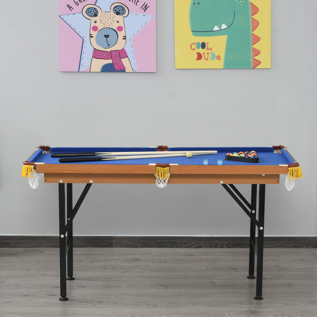 Soozier 55' Portable Folding Billiards Table Game Pool Table for Whole Family Number Use With Cues, Ball, Rack, Chalk, Blue |