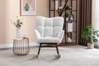 050-Teddy Fabric Rocking Gilder Nursery Chair For Living Room Indoor,Ivory - Grand Goldman Shop